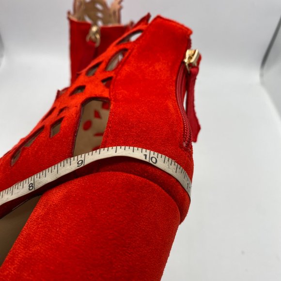 A YDN Red Block Heel Gladiators Strappy Sandal - Picture 7 of 9